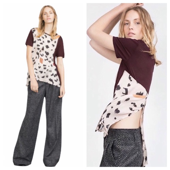 Zara Tops - Zara Collection Animal Print Split Back Blouse M